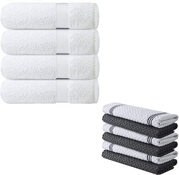 Pakiranje od 4 ručnika za kupanje + pakiranje od 6 kuhinjskih ručnika-frotirni ručnici od pamuka za luksuzne hotele i toplice