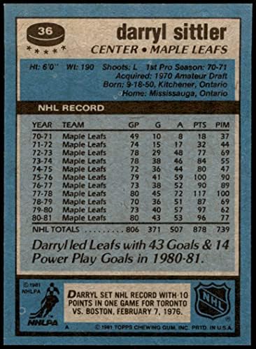 1981. Topps 36 Darryl Sittler Toronto Maple Leafs NM/MT Maple Leafs