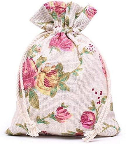 50pcs ružičaste vrećice s vezicama burlap cvjetna torbica poklon vrećice Nakit vrećice za svadbene zabave 5, 5, 5, 3, 9 inča