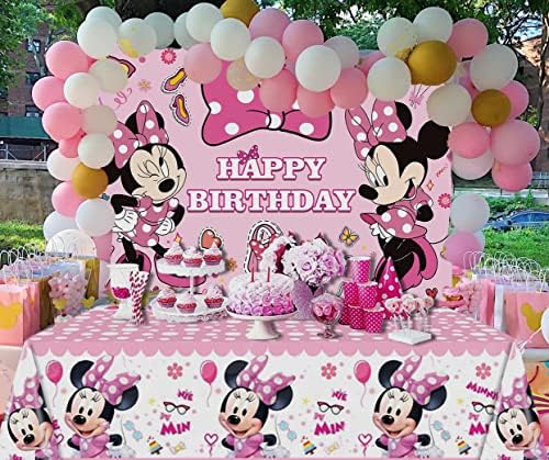 Pozadina ružičastog miša i mašne za djevojčice ukrasi za rođendanske zabave crtani miš 7,5 Stopa pozadina za rođendansku fotografiju