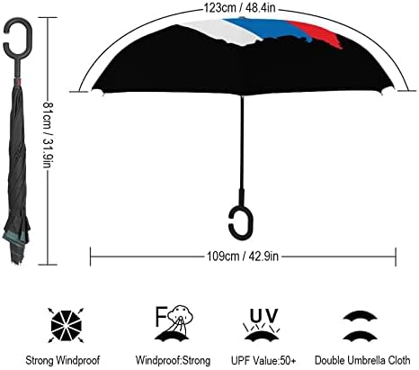 Obrnuti kišobran sa zastavom Srbije otporan na vjetar sklopivi kišobran sa stražnjom stranom s ručkom u obliku slova C za muškarce