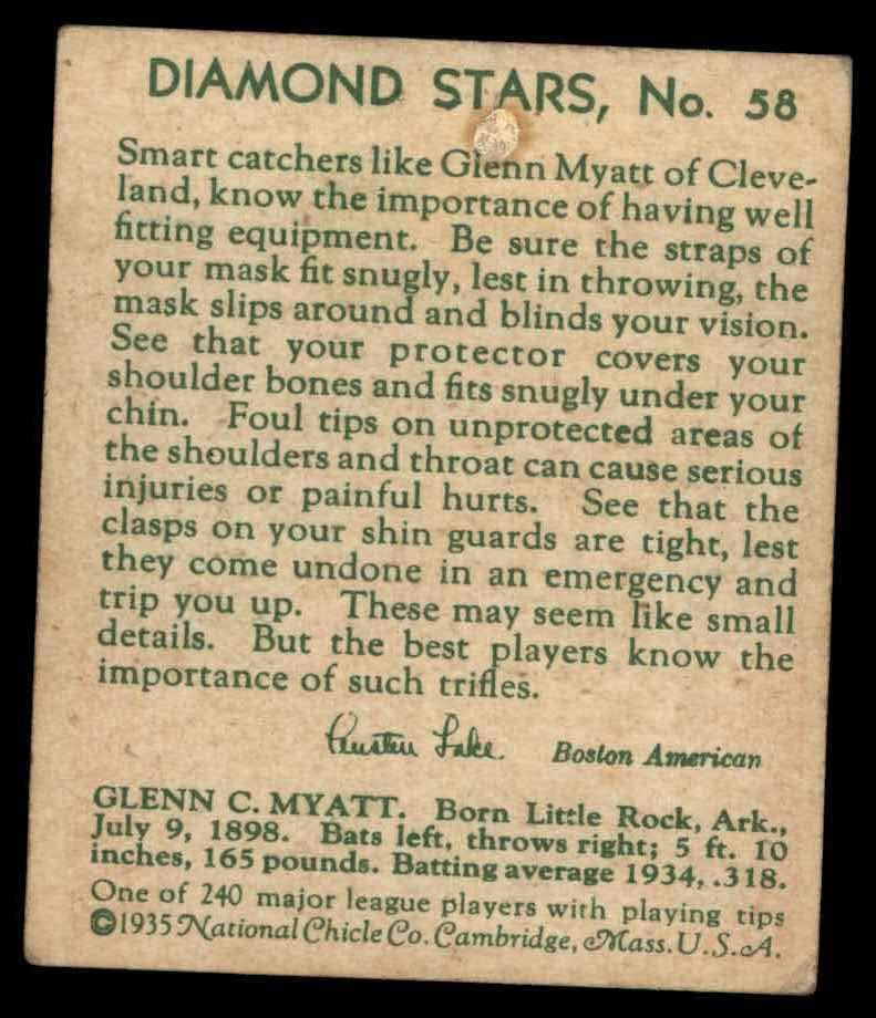 1935. Diamond Stars 58 Glenn Myatt VG/EX