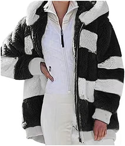 COKUERA WOMENS MODSKI FALL FLEECE HOLD jakni kaputa 2022 Kauzalni labavi patentni zatvarač zima topli plišani kardigan s dugim rukavima