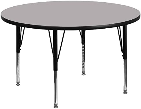 Radni stol od termoplastičnog laminata 90 Okrugli Sivi - kratke noge podesive po visini