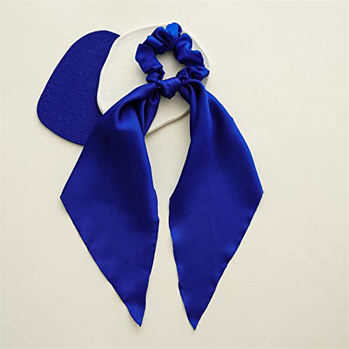 Plava kravata za kosu za žene i djevojke, mašne za kosu, cvjetna šifonska elastika, duge kravate za kosu, držač za rep