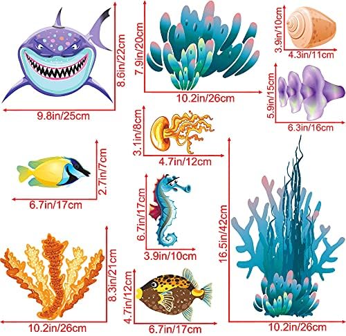 119 komada šareni oceanski život zidne naljepnice morski psi zidne naljepnice tropska riba zidna naljepnica koraljna zidna naljepnica