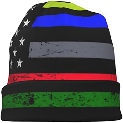 Niqqzit tanko plavo crvena zelena linija američka zastava šešir za muškarce/žene Slauchy Beanie skijaška kapka tanka rastezljiva šešira