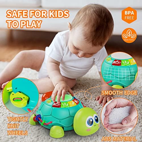 Igračke za bebe od letapapa 6 do 12 mjeseci, puzanje dječje igračke za 12-18 mjeseci, glazbena igračka za kornjače sa svjetlosnim i