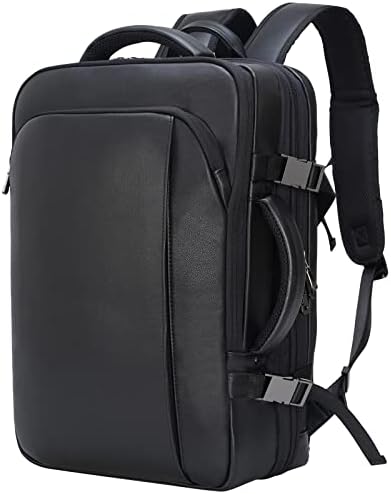Kožni ruksak za prijenosno računalo od 15,6 inča za muškarce, Proširivi ruksak za poslovna putovanja od 36 L, vikend torba