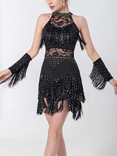Aislor ženska svjetlucava rinestona obrubljena latino plesna haljina tango rumba balska plesna kostim