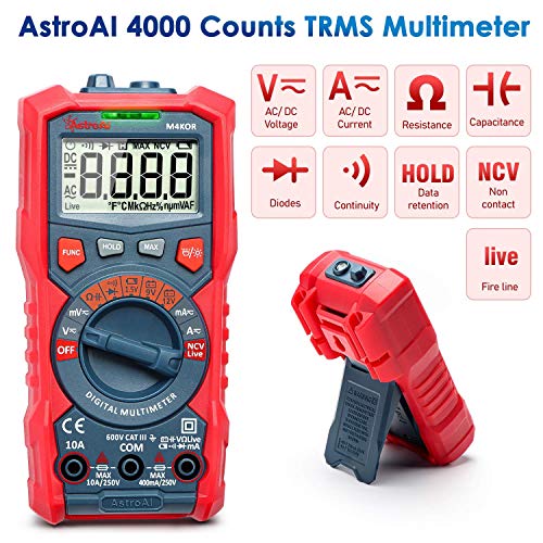 Astroai digitalni multimeterski tester napona baterije 1,5V/9V/12V Automatsko raspoređivanje 4000 broji TRMS DMM/Ohmmeter/Voltmeter