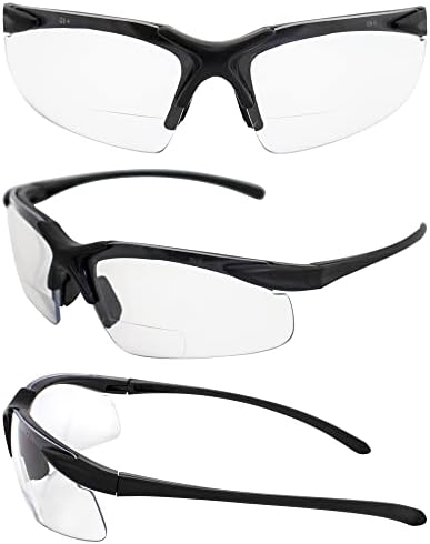Global Industrial 2 Pari Apex 1,5 Bifokalne sigurnosne naočale Crni okviri s čistim + dimnim lećama