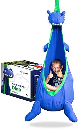 Viseće gnijezdo, Dino Pod zamah, udobna senzorna stolica za ljuljanje za zabavu, maštovita igra, sigurna vanjska i unutarnja ljuljanja