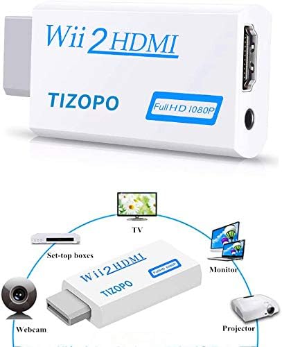 Tizopo Wii to HDMI Converter, Wii HDMI adapter izlazni video audio HDMI Converter 1080P ， s 3,5 mm audio priključkom i HDMI izlazom