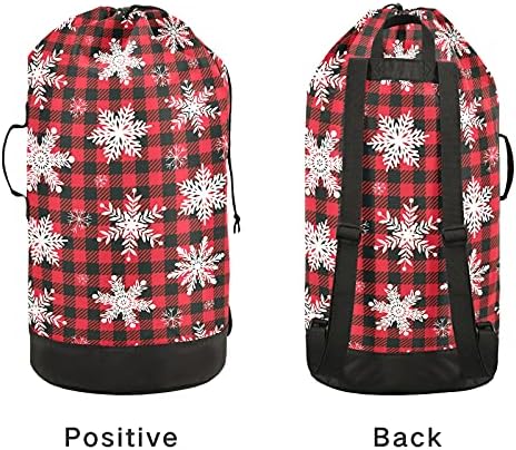 Božićna torba za rublje sa snježnim pahuljicama, ruksak za rublje za teške uvjete rada s naramenicama i ručkama, putna torba za rublje