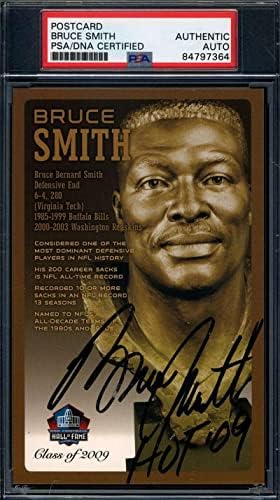Brončana razglednica poprsja Brucea Smitha s potpisom DNK-a, kuća slavnih, razglednica s potpisom - izrezani NFL potpisi