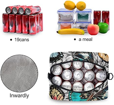 Torba za ručak s leptirima za žene i muškarce izolirana kutija za ručak torba s odvojivom naramenicom i ručkom za nošenje hladnjak