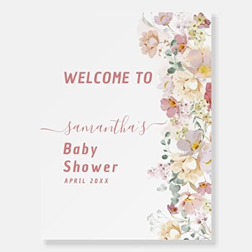 Leho Personalizirani znak dobrodošlice za bebe, plakat za tuširanje za bebe, ljubičasti proljetni cvjetni tuš za bebe, znak dobrodošlice