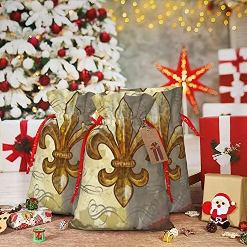 Božićne poklon vrećice u stilu Fleur De Lis-Retro vrećice za zamatanje darova božićne poklon vrećice za pakiranje vrećica srednje veličine
