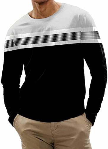Xiloccer majice muške modne casual sportske prugaste šivanje digitalni tisak okrugli vrat majica dugih rukava gornji kratki kratki