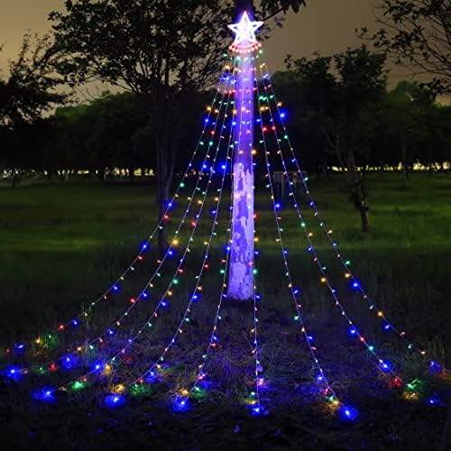 SUNTIAN božićne ukrase Vanjska svjetla zvijezde, 320 LED božićnog drvca, Stranica od 16,4ft, 8 modusi za pamćenje s 14 '' osvijetljenom