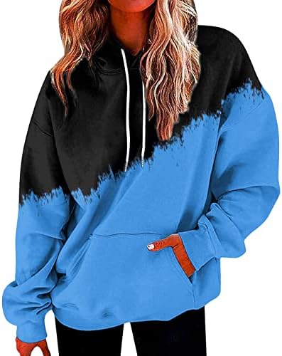 Ženske labave dukserijske dukserice ležerna šarena dukserica dugih rukava s džepovima zip up pulover