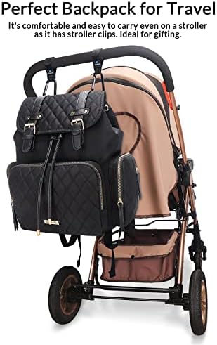 HAFMALL PHEARPACK RUKSAK za mamu, stilski ruksak za bebe pelene s kukama za kolica, multifunkcionalna dječja torba za djevojčicu, crno