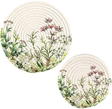 Cvjetovi Triveti za vruća jela držači lonaca Set od 2 komada vrućih jastučića za kuhinjske pamučne okrugle trivete za vruće posude