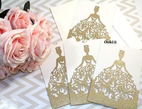Ooki 8 Glitter Princess Elegant Laser Cut Pozivnice za vjenčanje Quinceanera Sweet 16 Najava za zabavu na zabavi za tuširanje