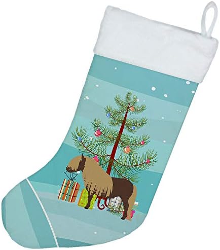 Caroline's Treasures bb9281cs Shetland Pony Konj Božićna božićna čarapa, teal, kamin viseće čarape božićna sezona zabava dekor Obiteljski