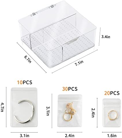 Pogodan za život Prozirni akrilni organizator nakita kutija za nakit za žene prsten narukvica držač naušnica za pohranu sa 60 komada