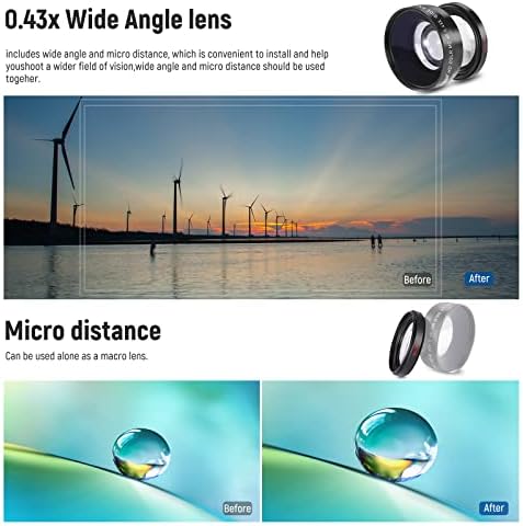 Neewer 49 mm objektiv i set filtra: široki kutni/2,2x telefoto dodatni objektiv za 18 mm-85 mm APS-C objektiv, izbliza makro/nd/cpl/fLD