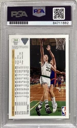 Larry Bird potpisan 1991-92 Gornja paluba 344 Celtics Celtics Hof PSA/DNA Auto Gem 10 - Košarkaške kartice s autogramima