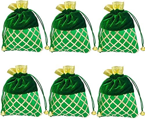 Zeleni baršun 9 97 inča približno poklon vrećice u različitim bojama za Božić Divali Uskrs rođendan godišnjica vjenčanja dizajnerski