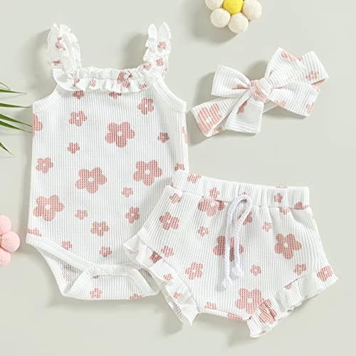 Odjeća za djevojčicu cvjetna rukava bez rukava + ruffle cvjetači kratke hlače dojenčadi ljetni odjeli set