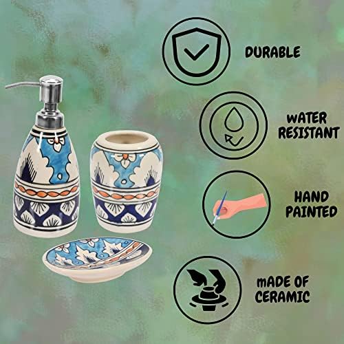 Keramički dodaci za kupaonicu Set od 3 ansambla maroccon keramika - tekući sapun/losion, sapun za sapun/ladica, pasta za zube/držač
