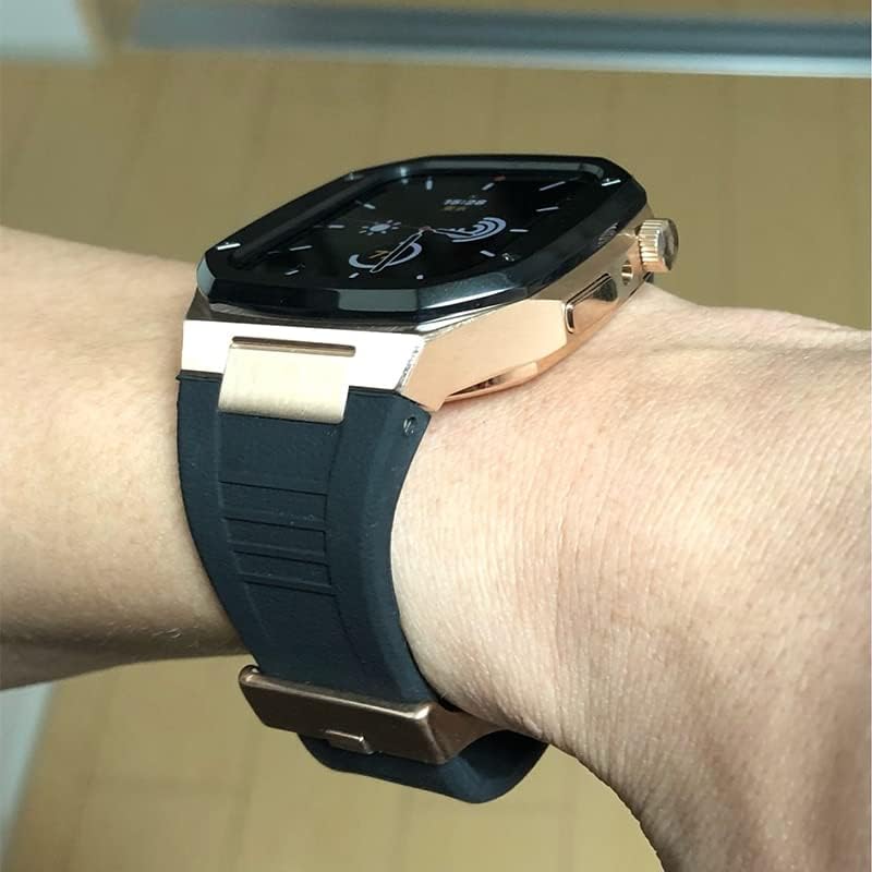CNHKAU gumeni remen za Apple Watch Band 6 SE 5 4 44 mm luksuzni modifikacijski komplet za IWatch 8 7 41mm 45 mm 45 mm plemeniti metalni