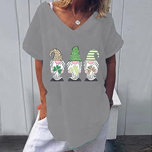 Tri majice gnome za žene St Patricks Day majice seksi bvale s kratkim rukavima s kratkim rukavima plus vrhovi veličine ljeto