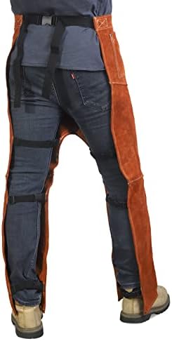 Qeelink hlače za zavarivanje - Toplina i plamen otporna na podijeljenu kožu zaštita nogu za muškarce i žene, podesivi m do xxxl