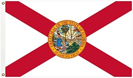 Država Florida 3x5 stopa zastave živopisne boje i izblijedjeli dvostruko ušiveni mesinganim grom ...