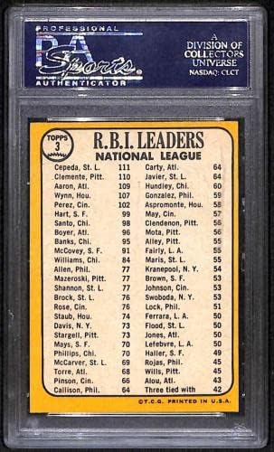 3 AARON/CEPEDA/CLEMENTE NL RBI Vođe - 1968. Topps Baseball Cards Ocjenjivanje PSA 3 - Baseball ploča s autogramiranim vintage karticama