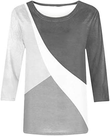 Smidow Women Moda Geo Graphic 3/4 rukava na rukavima 2023 Ljeto labavo casual Crew Neck Majica Pulover Bluza trendy