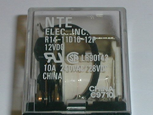 NTE Electronics R14-11D10-12P Series R14 Opća namjena DC relej, DPDT Aranžman za kontakt, 10 Amp, 12 VDC, nosač PC ploče