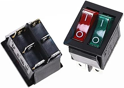 DJDLFA KCD2 Dvostruki rocker Switch 6 Pin ON-OFF sa zeleno crvenim svjetlom 20A 125VAC/16A 250V