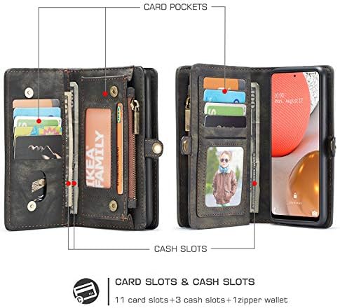 Kompatibilan s torbicom za novčanik od 932 do 5, preklopna kožna torbica za novčanik s patentnim zatvaračem 2 u 1, odvojiva magnetska