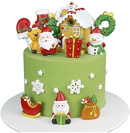 PifUDE Božićni ukrasi Djed Mraz Kraus Ukras ukrasa za torte za kolače Smola Božićni ukras Slatka kabina snježni kolač Topper Topper