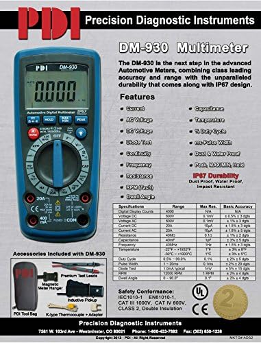PDI DM-930 ručni automobilski multimetar, plava