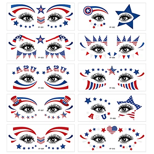 Dekoracije Četvrtog srpnja tetovaže za lice i oči privremene tetovaže zvijezde zastave SAD-a domoljubne naljepnice za privremene tetovaže