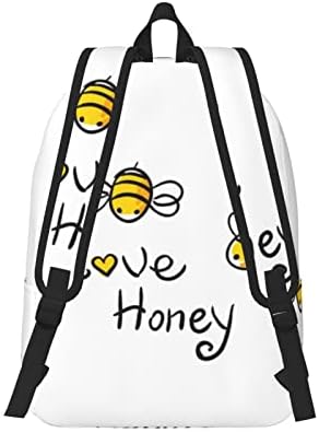 Ognot Bee Love Honey Print Veliki Računalni ruksak, Putnički prijenosni školski ruksak, ležerni dnevni pack, torba za knjige za muškarce