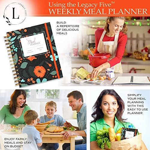 Legacy Pet Hard Cover Cvjetni planer za planer obroka s planerom jelovnika i popisom namirnica za tjedno planiranje obroka uključuje